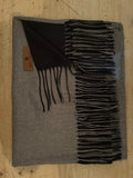 Black and grey cashmere scarf.